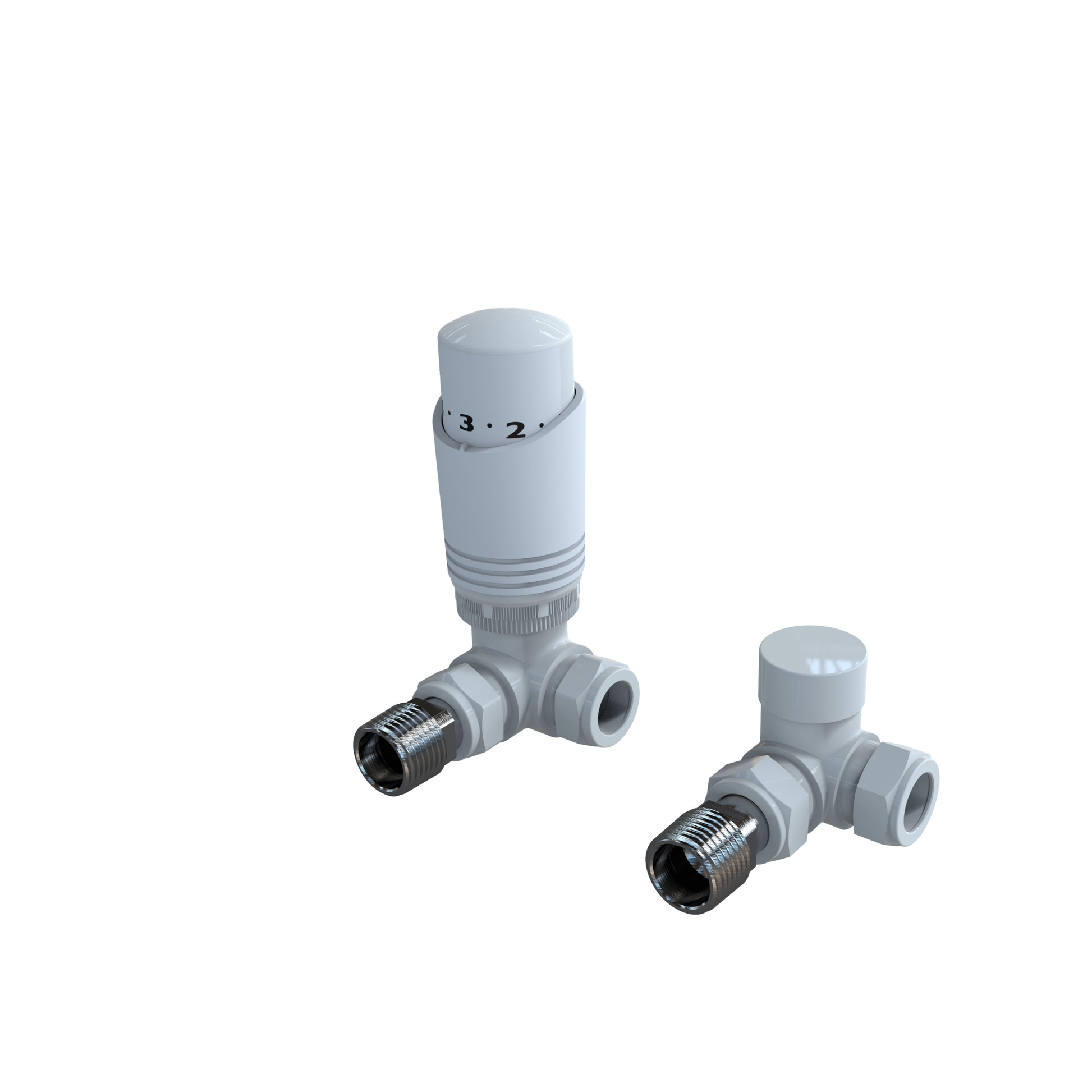 Kartell K-Design Corner Twin Valve Packs - White - Thermostatic Radiator Valves - K-Design - Bliss Bathroom Supplies -