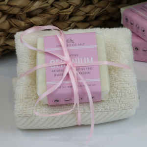 Soap and Face Cloth Gift Set - Geranium - Self-Care Gift Sets - Cosy Cottage - Bliss Bathroom Supplies -