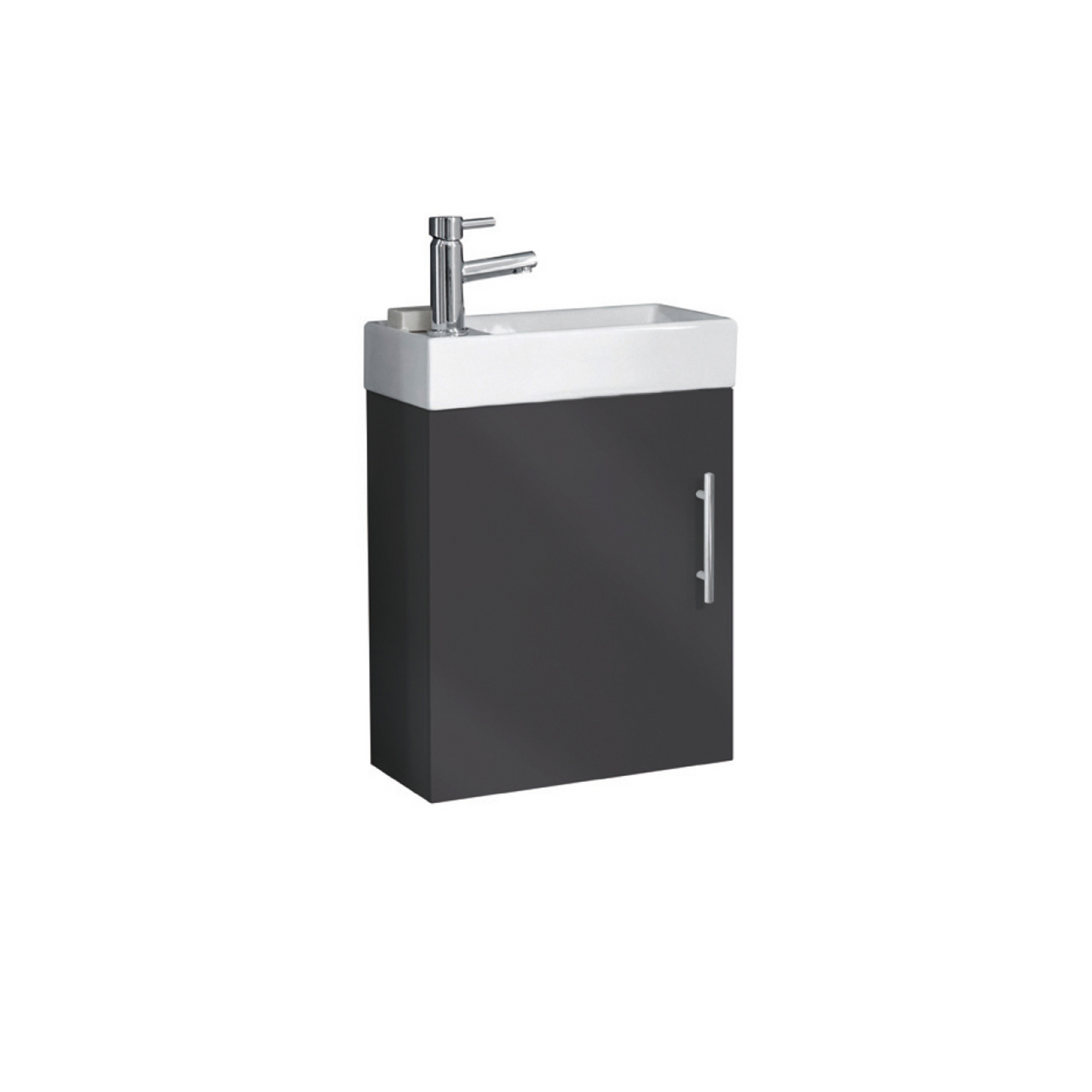 Lanza Wall Mounted Cloakroom Vanity Unit & Basin - Anthracite Gloss - Bathroom Storage - Lanza - Bliss Bathroom Supplies Ltd -