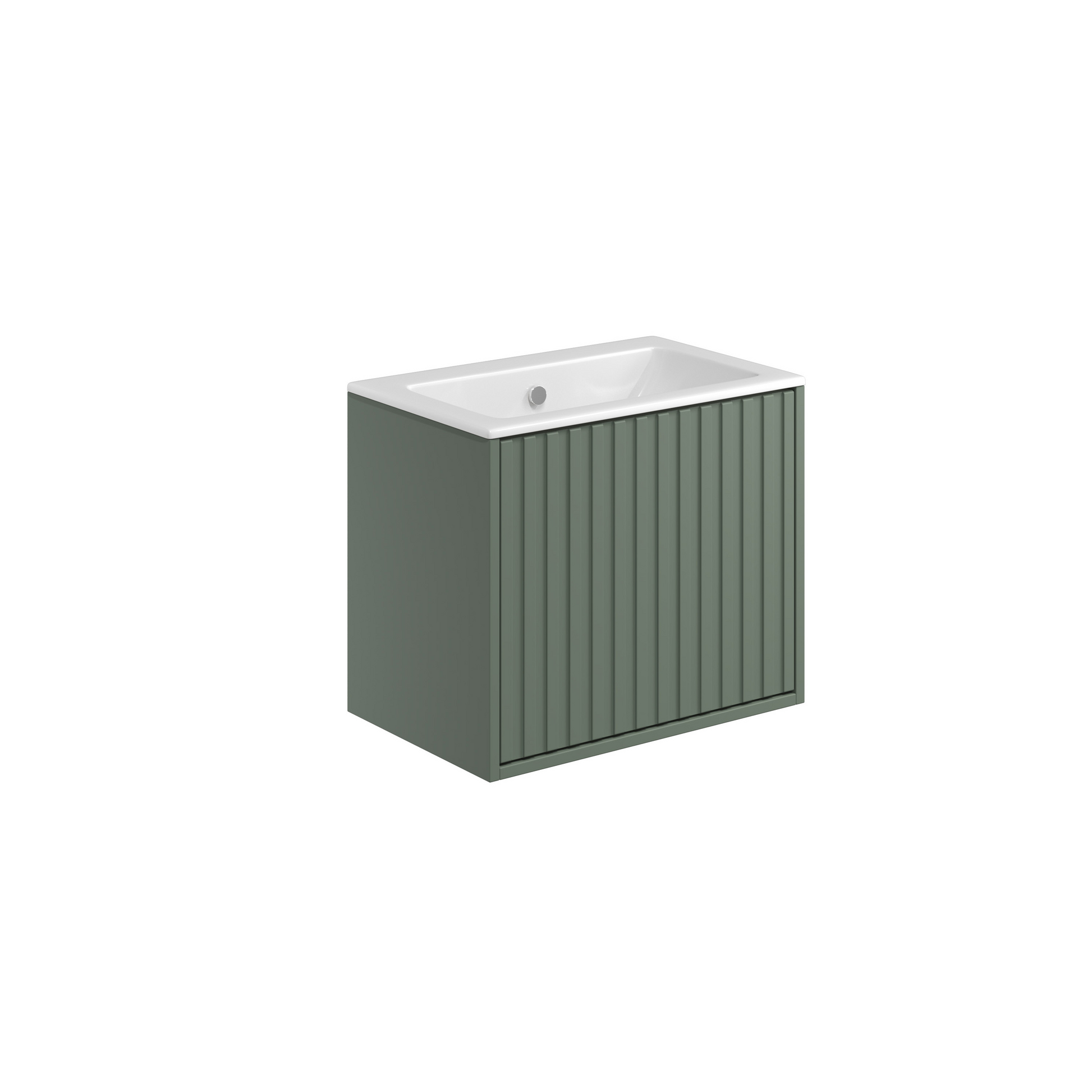 Alfie 600 Wall Mounted Drawer Unit & Basin - Fluted / Reed Green - Vanity Units - Alfie - Bliss Bathroom Supplies -