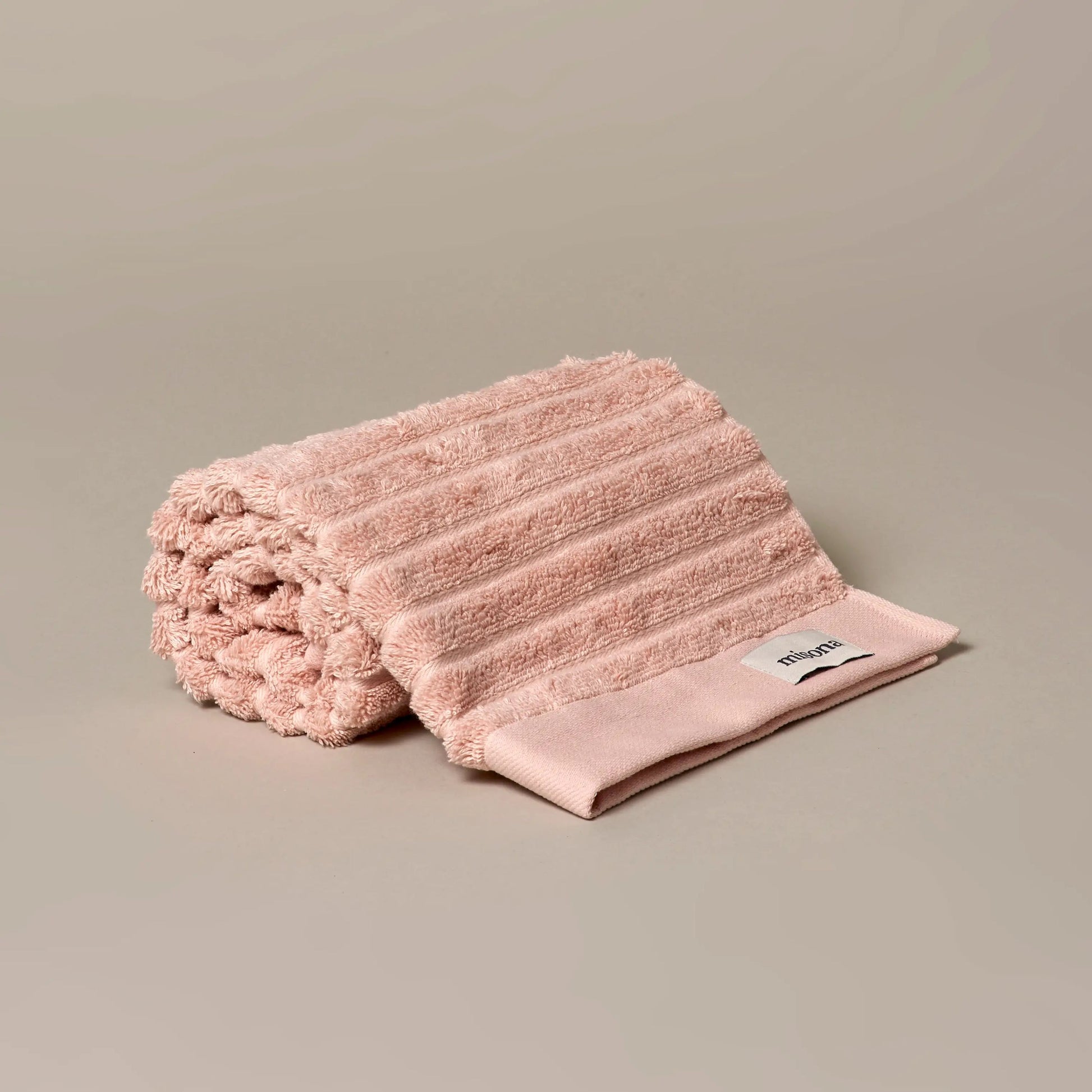 Misona Ribbed Organic Cotton Hand Towel - Blush Pink - Hand Towels - Misona - Bliss Bathroom Supplies -