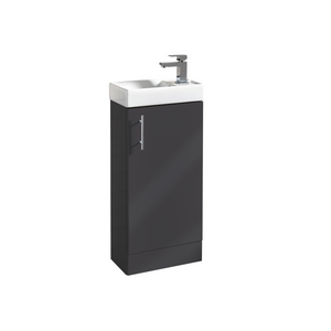 Lanza Floor Standing Cloakroom Vanity Unit & Basin - Anthracite Gloss - Bathroom Storage - Lanza - Bliss Bathroom Supplies Ltd -