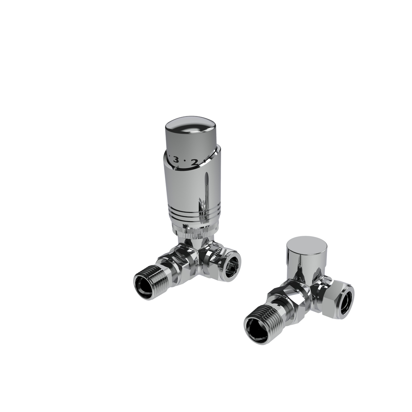 Kartell K-Design Corner Twin Valve Packs - Chrome - Thermostatic Radiator Valves - K-Design - Bliss Bathroom Supplies -