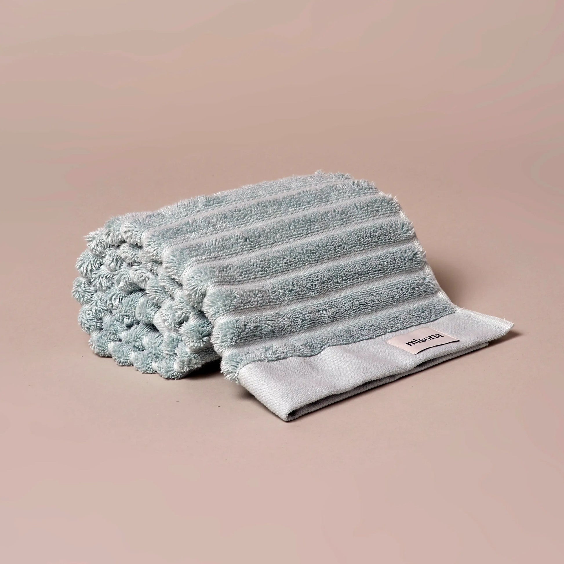 Misona Ribbed Organic Cotton Hand Towel - Duck Egg - Hand Towels - Misona - Bliss Bathroom Supplies -