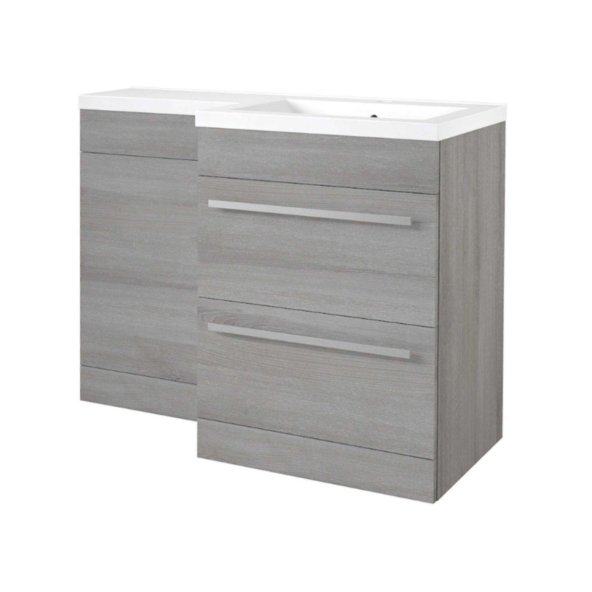 Kartell K-VIT Matrix 2 Drawer L Shaped Furniture Pack - Right Hand / Grey Ash - Furniture Packs - Matrix - Bliss Bathroom Supplies -