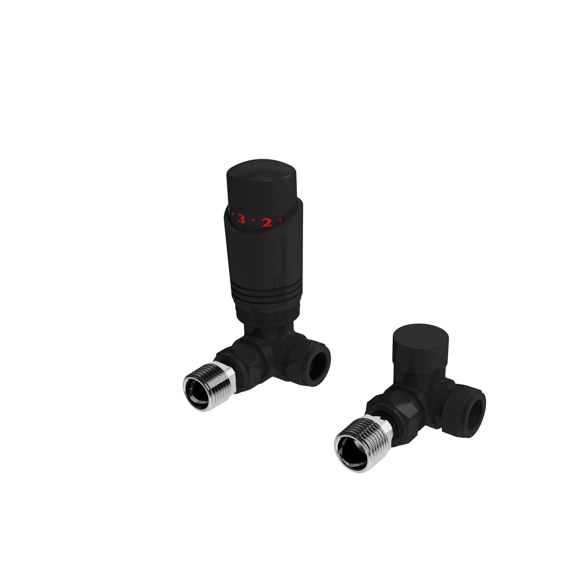 Kartell K-Design Corner Twin Valve Packs - Black - Thermostatic Radiator Valves - K-Design - Bliss Bathroom Supplies -