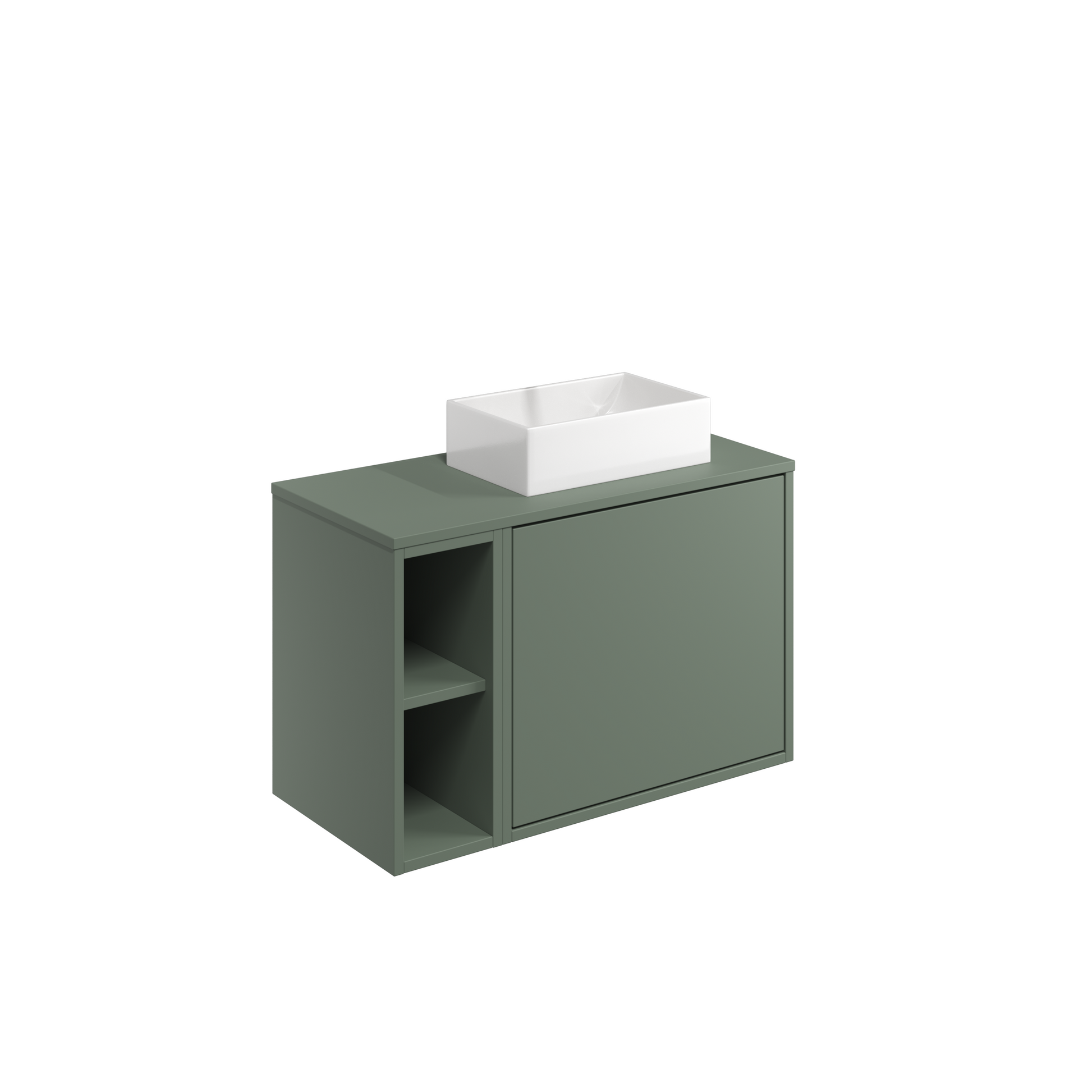 Alfie 800 Wall Mounted Drawer Unit, Side Storage & Basin - Slab / Reed Green - Bathroom Furniture - Alfie - Bliss Bathroom Supplies Ltd -