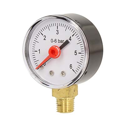 6-Bar Pressure Gauge with 1/4" Side Connection