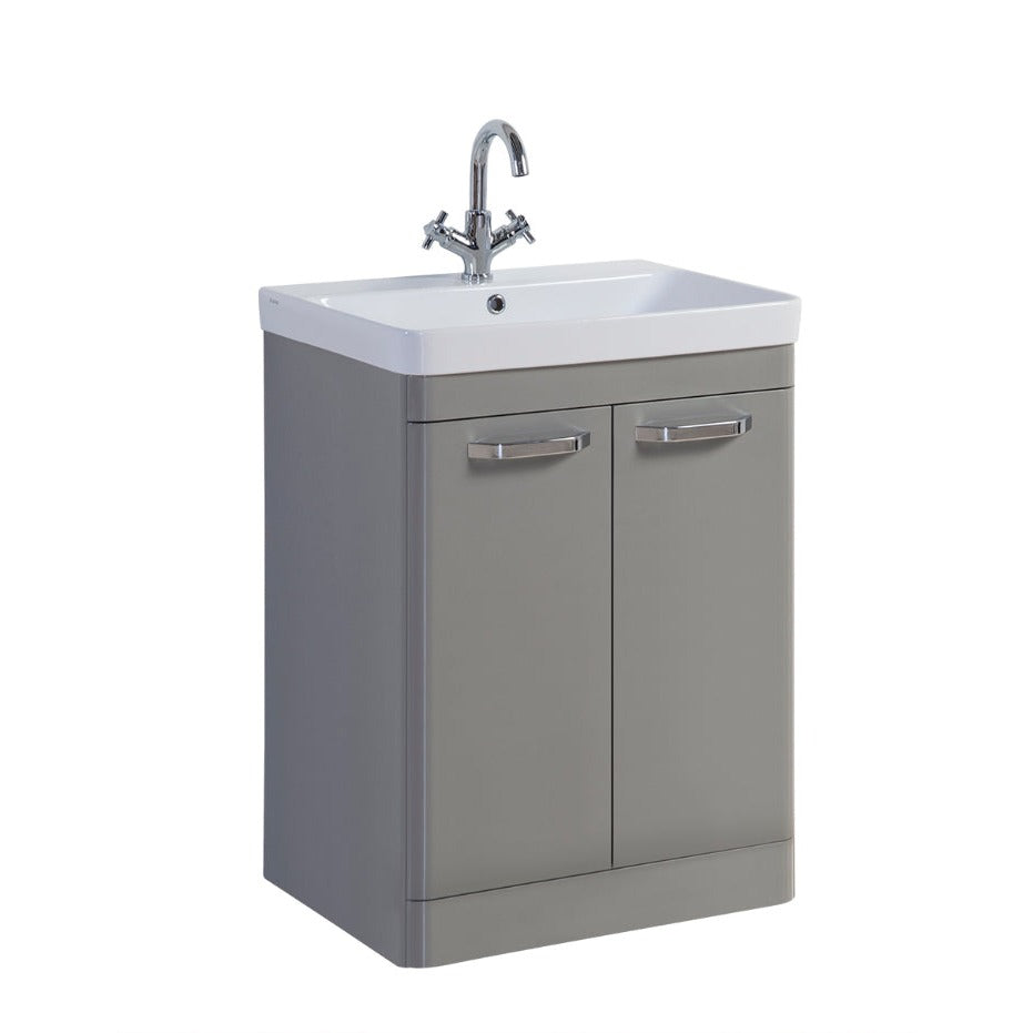 Kartell K-VIT Options Floor Standing 2 Door Unit & Ceramic Basin - Basalt Grey / 600mm Width - Vanity Units - Options - Bliss Bathroom Supplies -