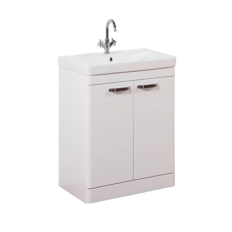 Kartell K-VIT Options Floor Standing 2 Door Unit & Ceramic Basin - White Gloss / 600mm Width - Vanity Units - Options - Bliss Bathroom Supplies -