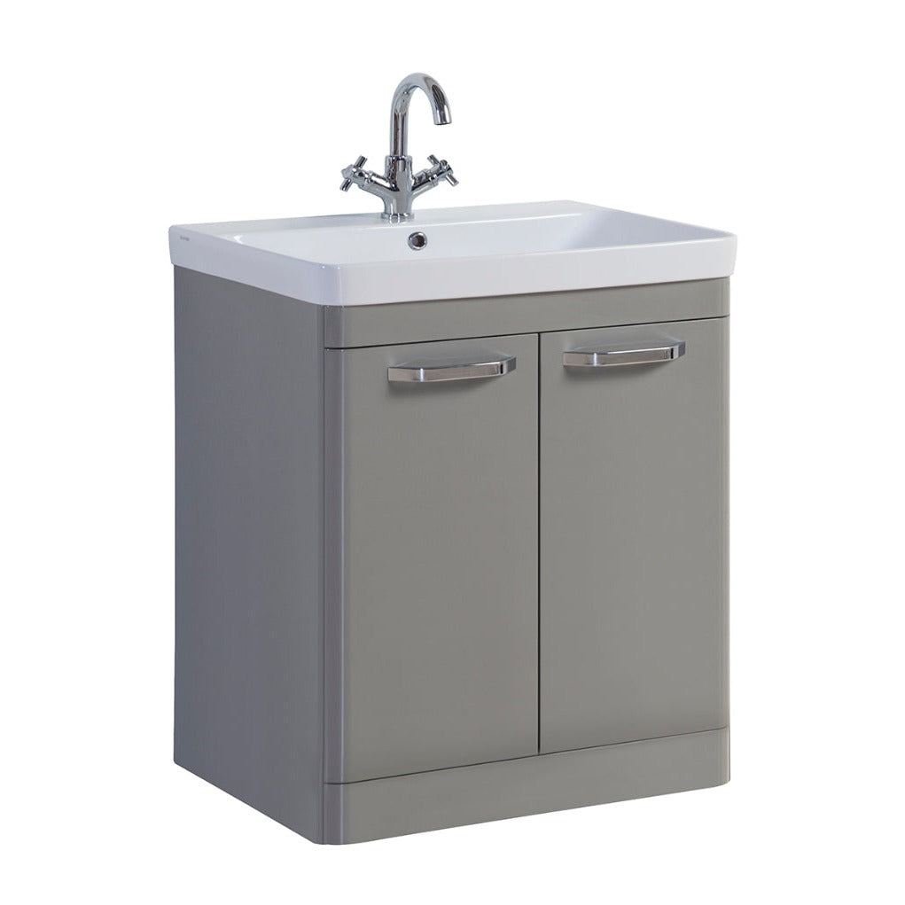 Kartell K-VIT Options Floor Standing 2 Door Unit & Ceramic Basin - Basalt Grey / 800mm Width - Vanity Units - Options - Bliss Bathroom Supplies -
