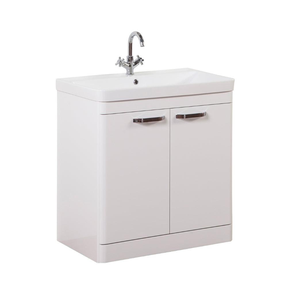Kartell K-VIT Options Floor Standing 2 Door Unit & Ceramic Basin - White Gloss / 800mm Width - Vanity Units - Options - Bliss Bathroom Supplies -