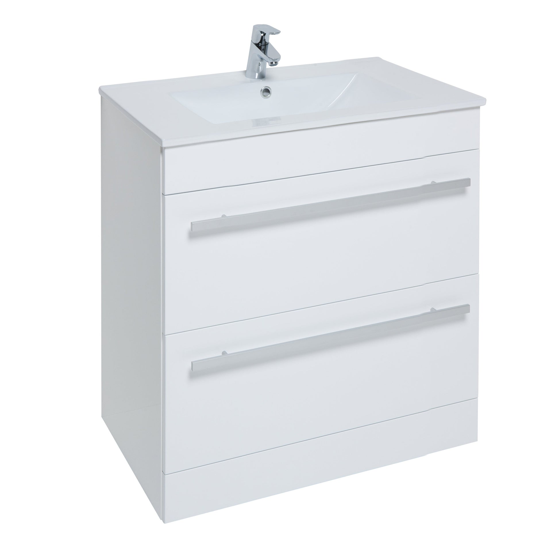 Kartell K-VIT Purity 2 Drawer Unit & Ceramic Basin - Floor Standing / 800mm Width / White Gloss - Vanity Units - Purity - Bliss Bathroom Supplies -