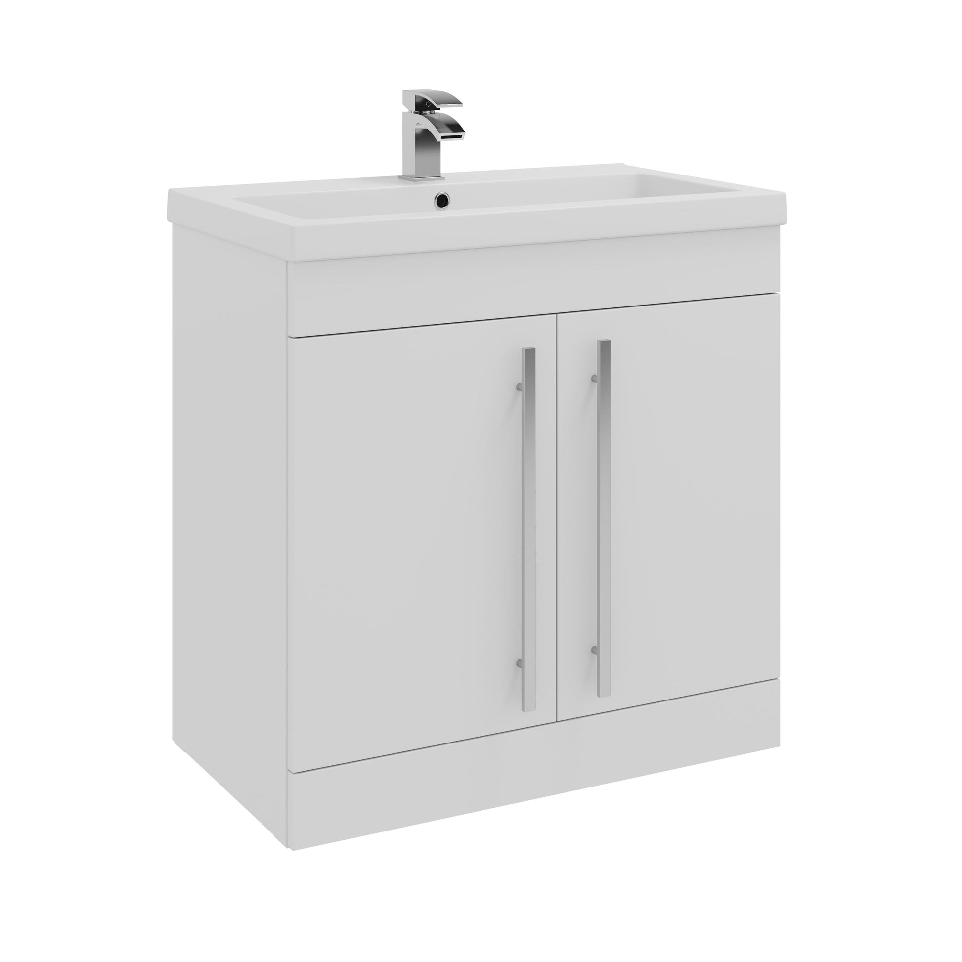 Kartell K-VIT Purity Floor Standing 2 Door Unit & Mid Depth Ceramic Basin - 800mm Width / White Gloss - Vanity Units - Purity - Bliss Bathroom Supplies -