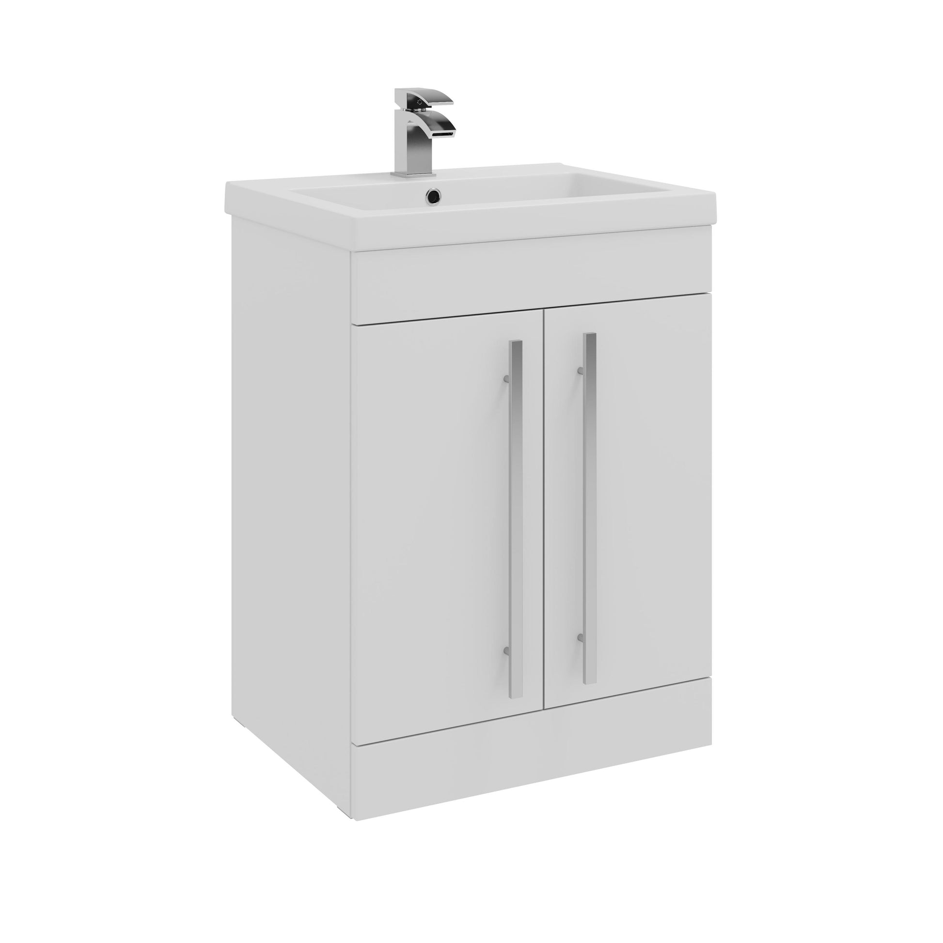 Kartell K-VIT Purity Floor Standing 2 Door Unit & Mid Depth Ceramic Basin - 600mm Width / White Gloss - Vanity Units - Purity - Bliss Bathroom Supplies -