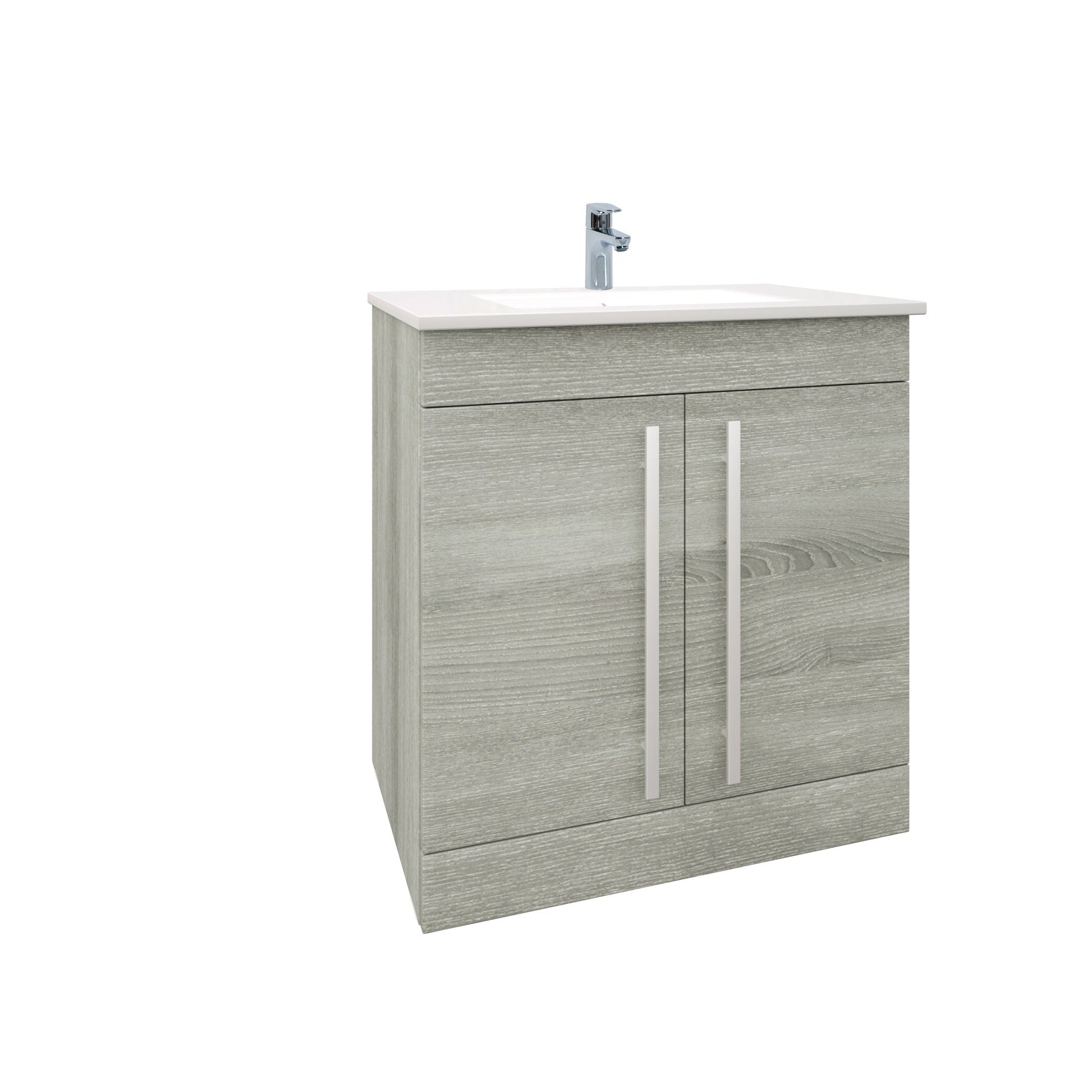 Kartell K-VIT Purity Floor Standing 2 Door Unit & Ceramic Basin - Silver Oak / 800mm Width - Vanity Units - Purity - Bliss Bathroom Supplies -