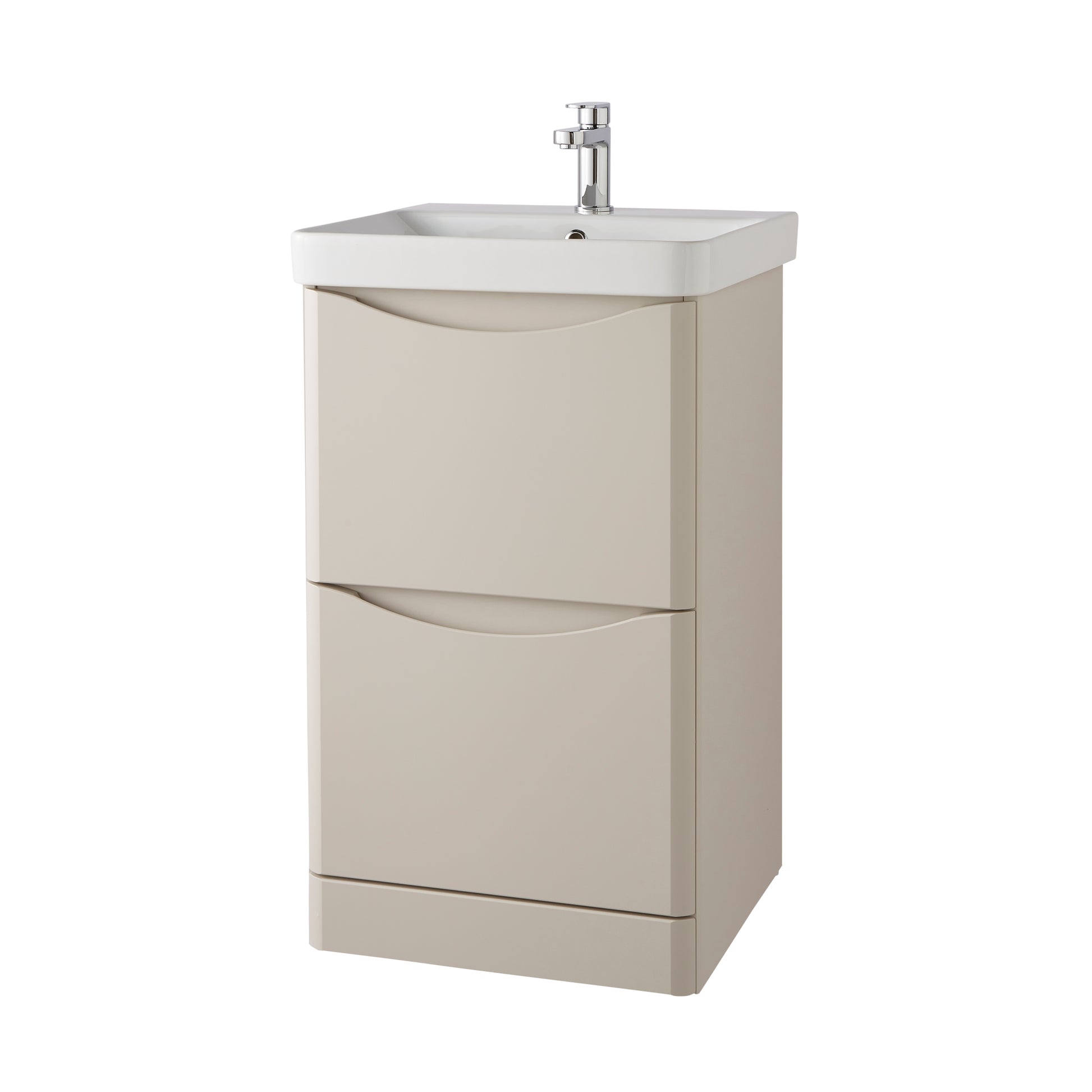 Kartell K-VIT Arc 2 Drawer Unit & Ceramic Basin - Cashmere / 500mm Width / Floor Standing - Vanity Units - Arc - Bliss Bathroom Supplies -