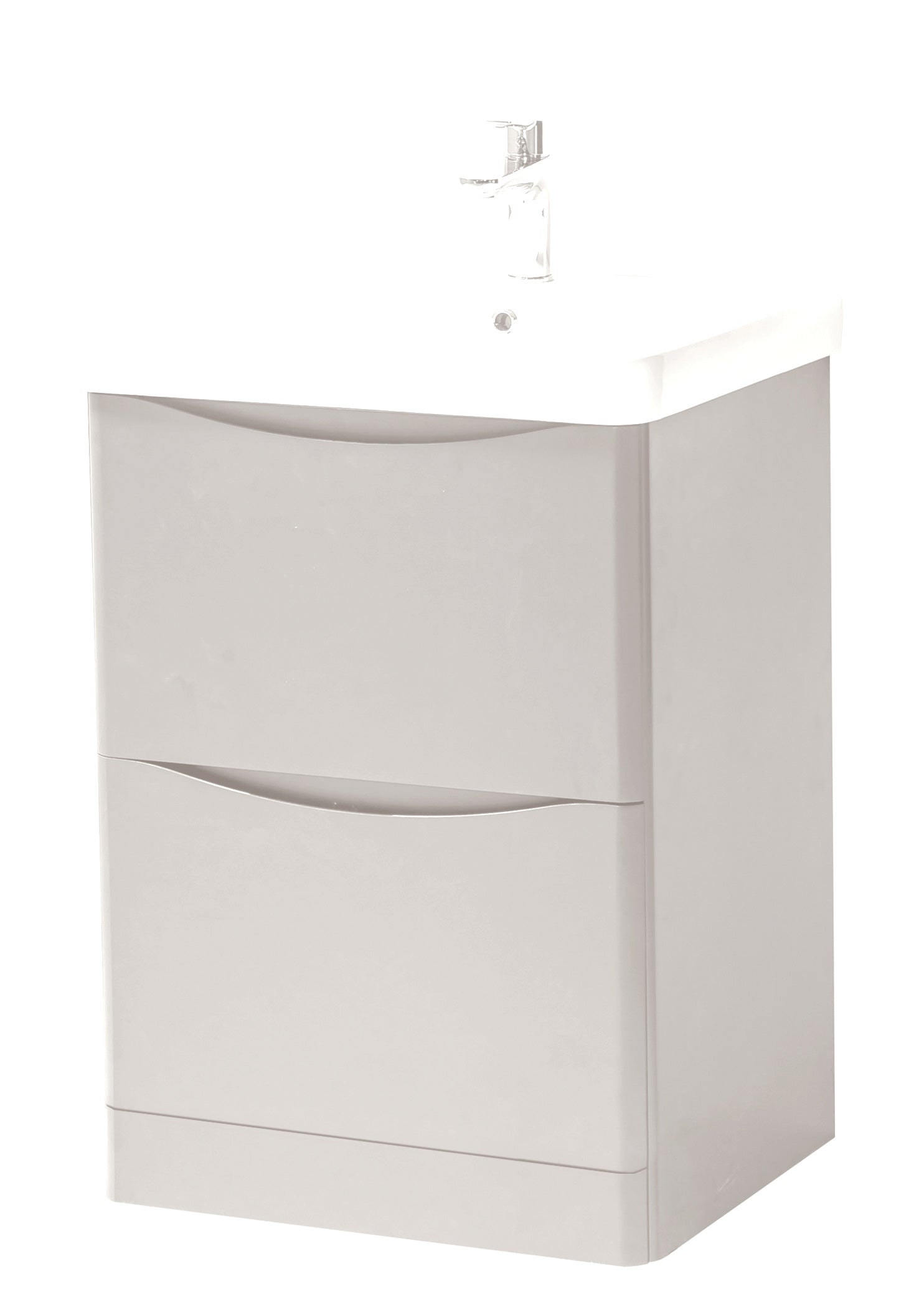 Kartell K-VIT Arc 2 Drawer Unit & Ceramic Basin - Cashmere / 600mm Width / Floor Standing - Vanity Units - Arc - Bliss Bathroom Supplies -