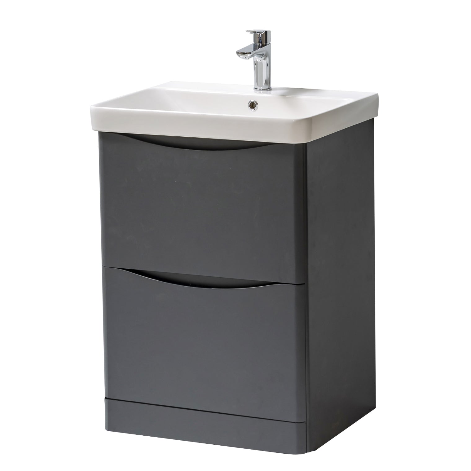 Kartell K-VIT Arc 2 Drawer Unit & Ceramic Basin - Graphite / 600mm Width / Floor Standing - Vanity Units - Arc - Bliss Bathroom Supplies -