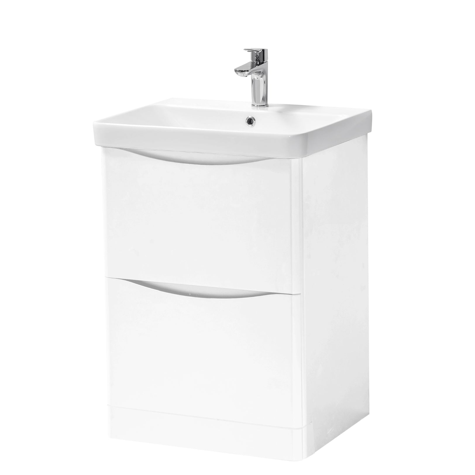 Kartell K-VIT Arc 2 Drawer Unit & Ceramic Basin - White / 600mm Width / Floor Standing - Vanity Units - Arc - Bliss Bathroom Supplies -