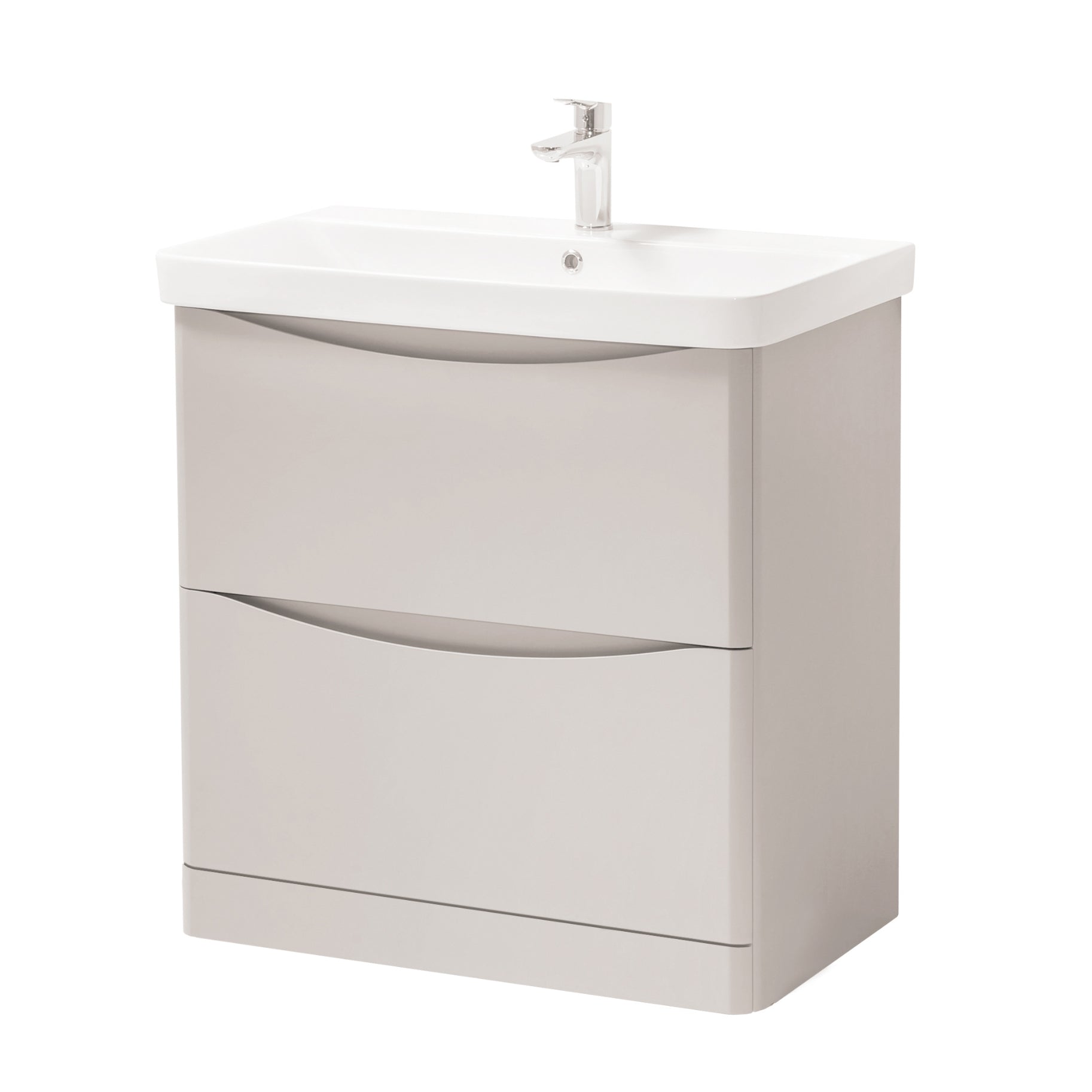 Kartell K-VIT Arc 2 Drawer Unit & Ceramic Basin - Cashmere / 800mm Width / Floor Standing - Vanity Units - Arc - Bliss Bathroom Supplies -