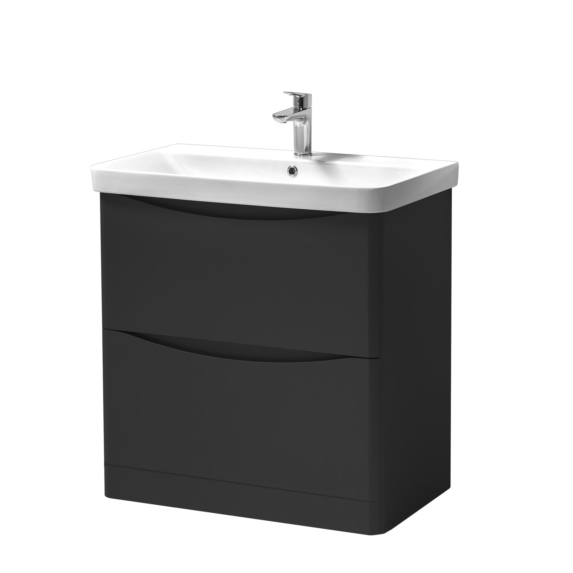 Kartell K-VIT Arc 2 Drawer Unit & Ceramic Basin - Graphite / 800mm Width / Floor Standing - Vanity Units - Arc - Bliss Bathroom Supplies -