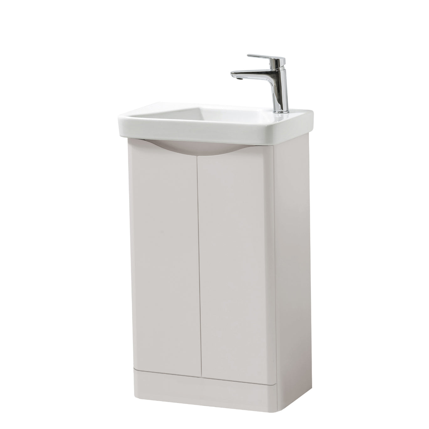 Kartell K-VIT Arc 500mm 2 Door Cloakroom Unit & Ceramic Basin - Cashmere / Floor Standing - Cloakroom Units - Arc - Bliss Bathroom Supplies -