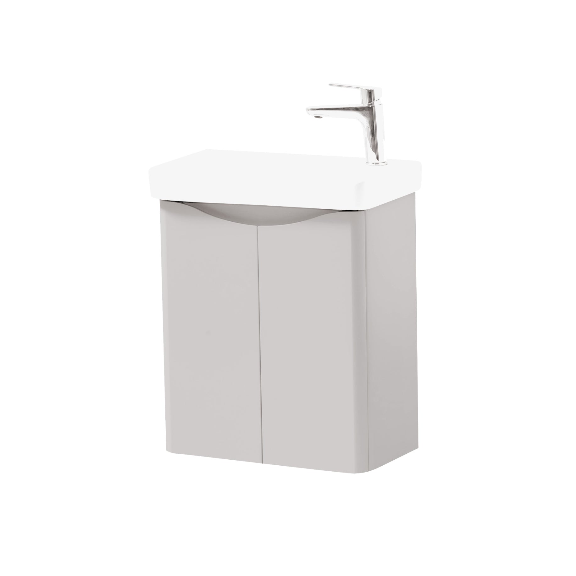 Kartell K-VIT Arc 500mm 2 Door Cloakroom Unit & Ceramic Basin - Cashmere / Wall Mounted - Cloakroom Units - Arc - Bliss Bathroom Supplies -