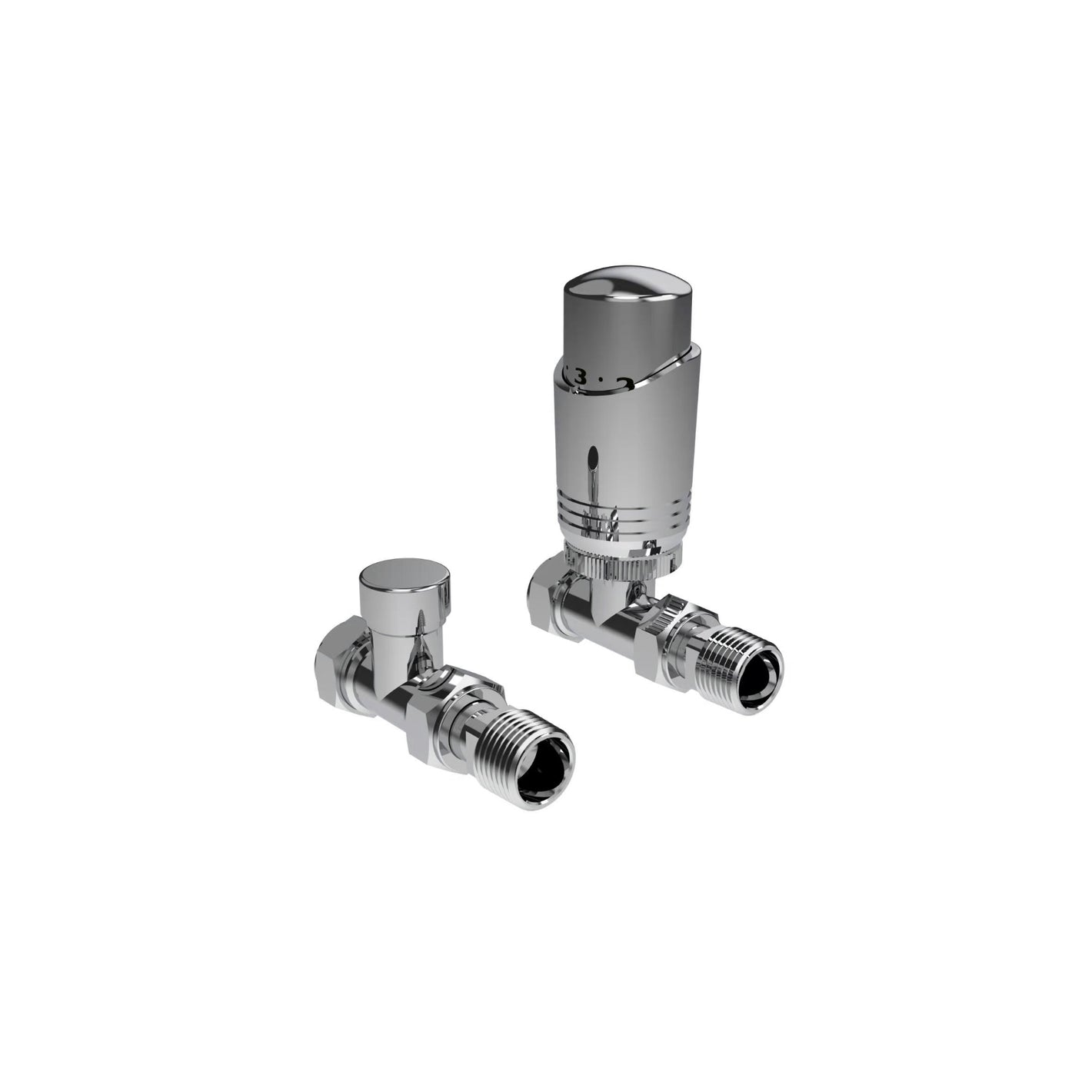 Kartell K-Design Straight Twin Valve Packs - Chrome - Thermostatic Radiator Valves - K-Design - Bliss Bathroom Supplies -