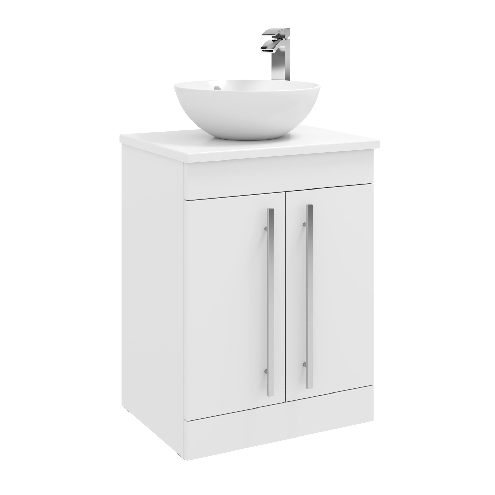 Kartell K-VIT Purity 2 Door Floor Standing Unit, Ceramic Worktop & Sit on Bowl - White Gloss - Vanity Units - Purity - Bliss Bathroom Supplies -