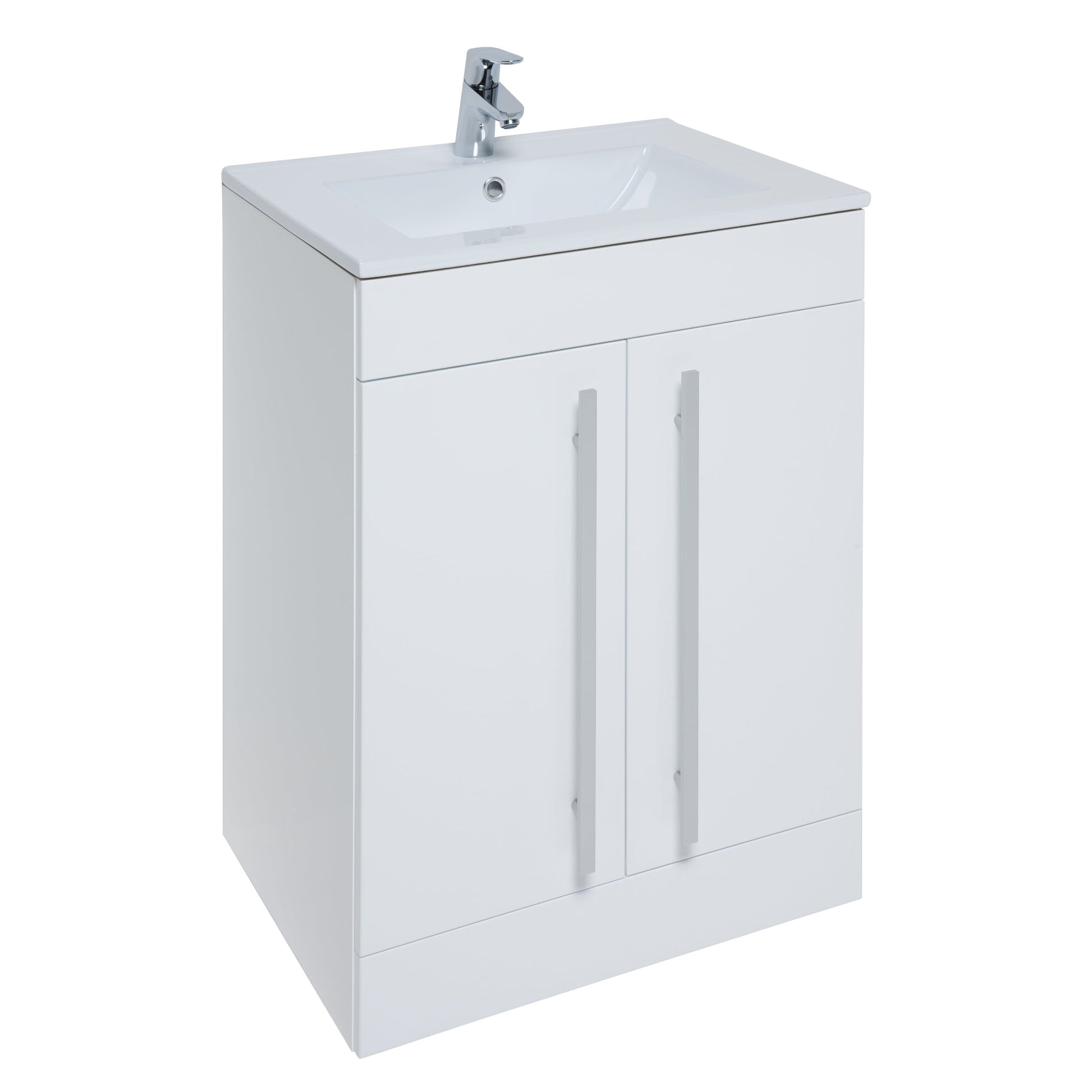 Kartell K-VIT Purity Floor Standing 2 Door Unit & Ceramic Basin - White Gloss / 600mm Width - Vanity Units - Purity - Bliss Bathroom Supplies -