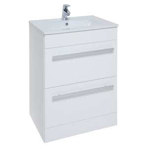 Kartell K-VIT Purity 2 Drawer Unit & Ceramic Basin - Floor Standing / 600mm Width / White Gloss - Vanity Units - Purity - Bliss Bathroom Supplies -