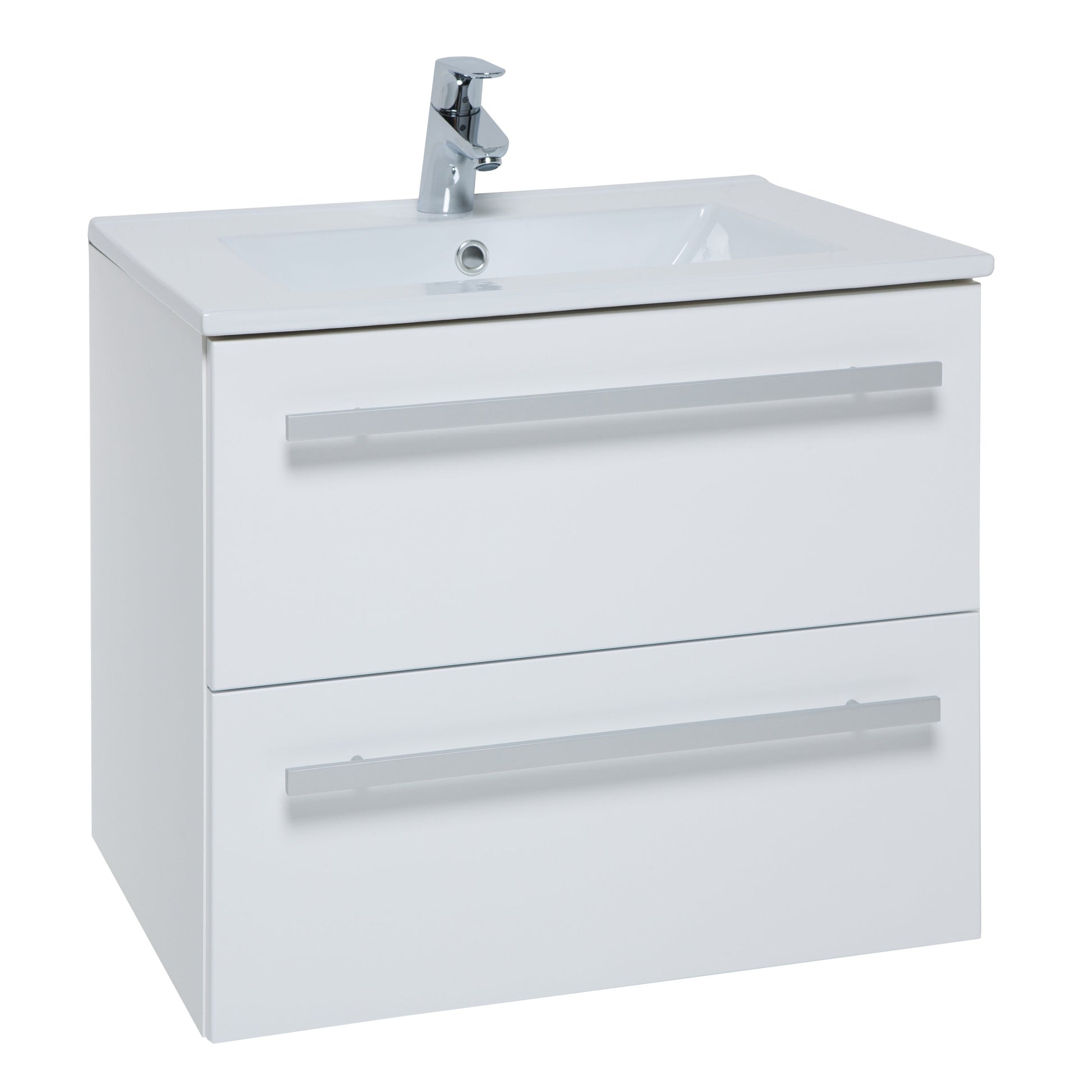 Kartell K-VIT Purity 2 Drawer Unit & Ceramic Basin - Wall Mounted / 600mm Width / White Gloss - Vanity Units - Purity - Bliss Bathroom Supplies -