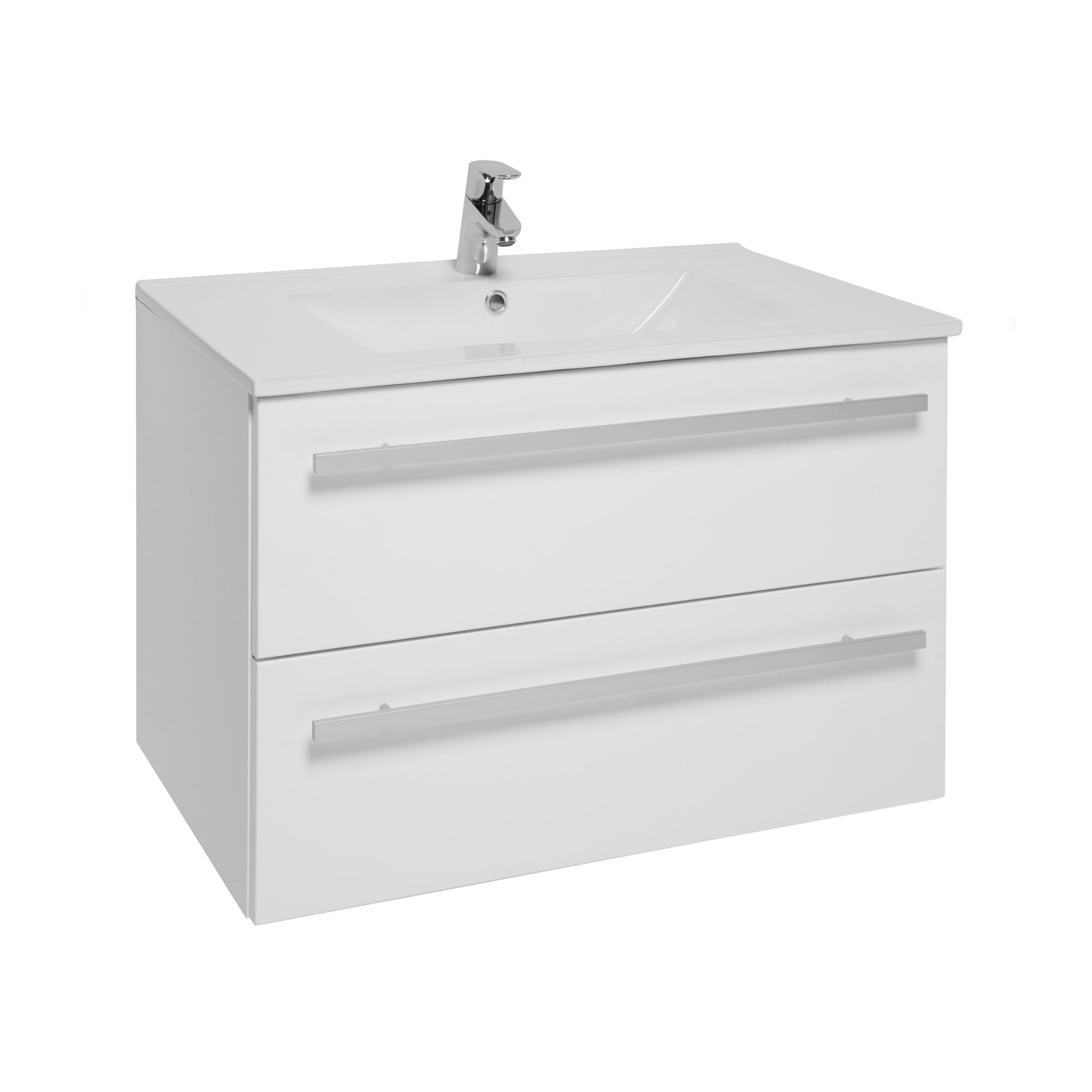 Kartell K-VIT Purity 2 Drawer Unit & Ceramic Basin - Wall Mounted / 800mm Width / White Gloss - Vanity Units - Purity - Bliss Bathroom Supplies -