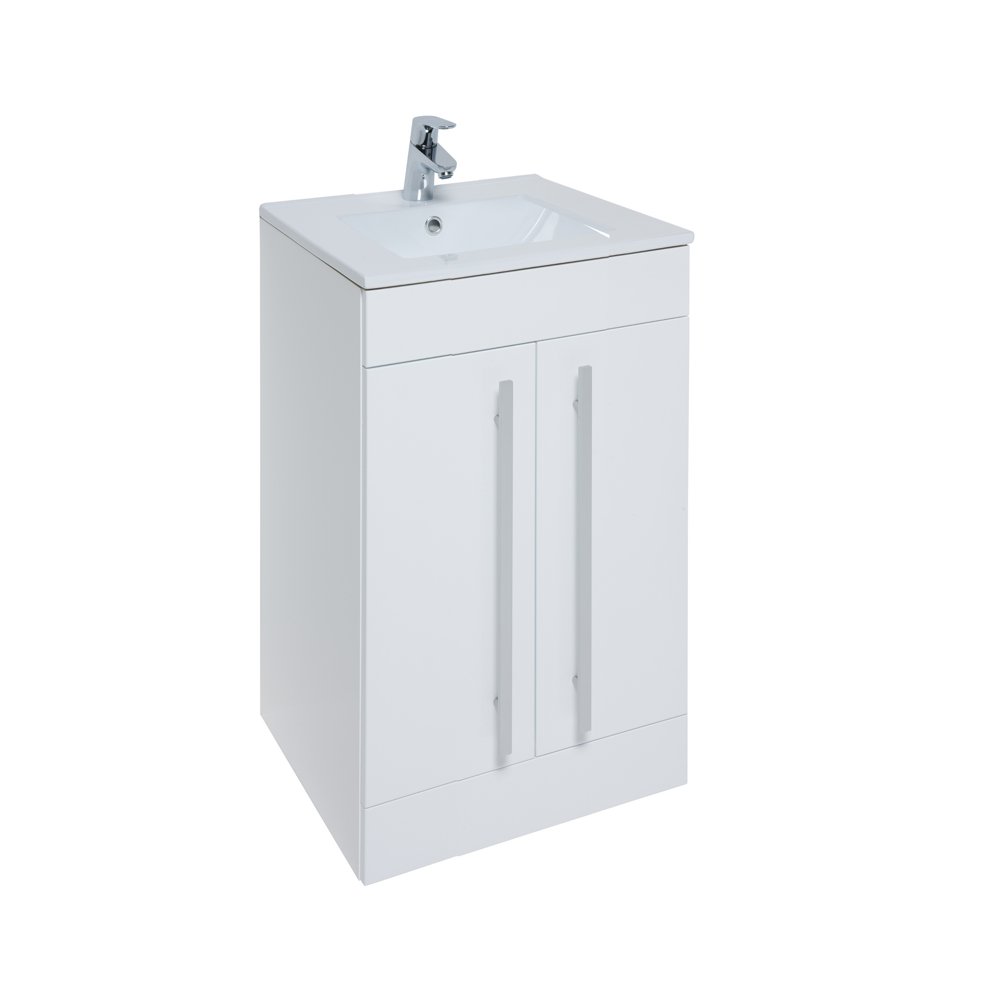 Kartell K-VIT Purity Floor Standing 2 Door Unit & Ceramic Basin - White Gloss / 500mm Width - Vanity Units - Purity - Bliss Bathroom Supplies -