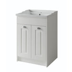 Kartell K-VIT Astley Floor Standing 2 Door Unit and Ceramic Basin - 600mm Width / Matt White - Vanity Units - Astley - Bliss Bathroom Supplies -
