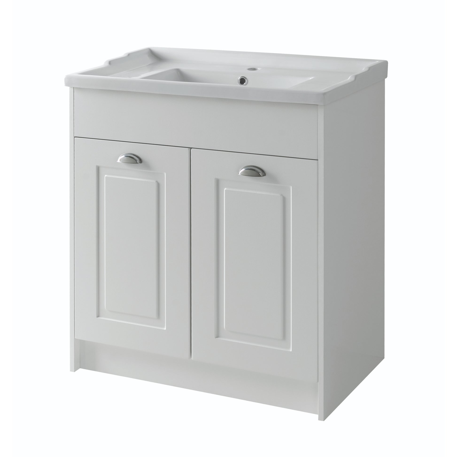 Kartell K-VIT Astley Floor Standing 2 Door Unit and Ceramic Basin - 800mm Width / Matt White - Vanity Units - Astley - Bliss Bathroom Supplies -