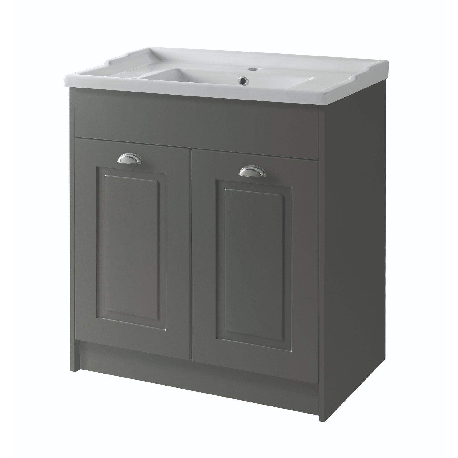 Kartell K-VIT Astley Floor Standing 2 Door Unit and Ceramic Basin - 800mm Width / Matt Grey - Vanity Units - Astley - Bliss Bathroom Supplies -