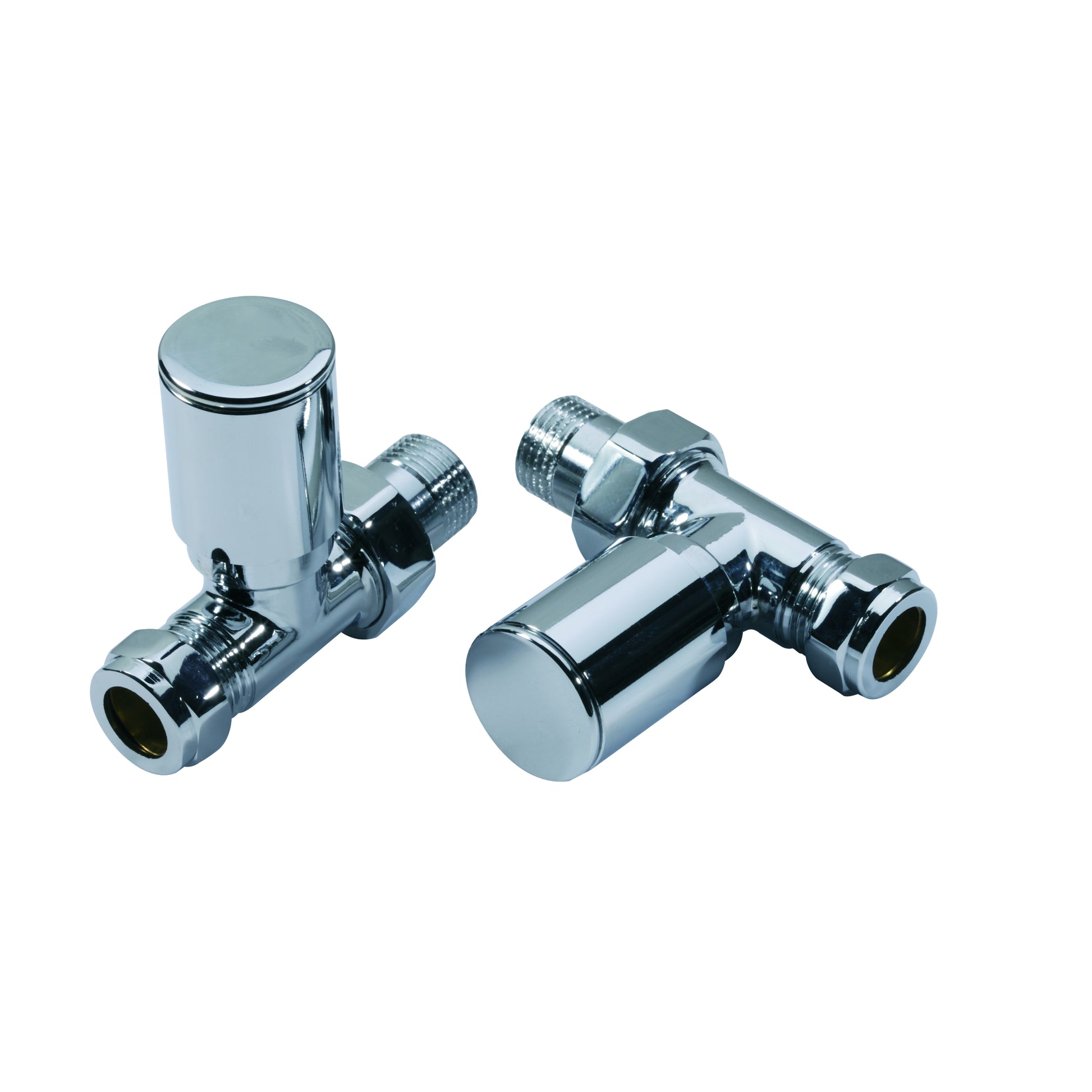 Kartell K-RAD Modern Valves (Pair) - Straight / Chrome - Manual Radiator Valves - K-RAD - Bliss Bathroom Supplies -