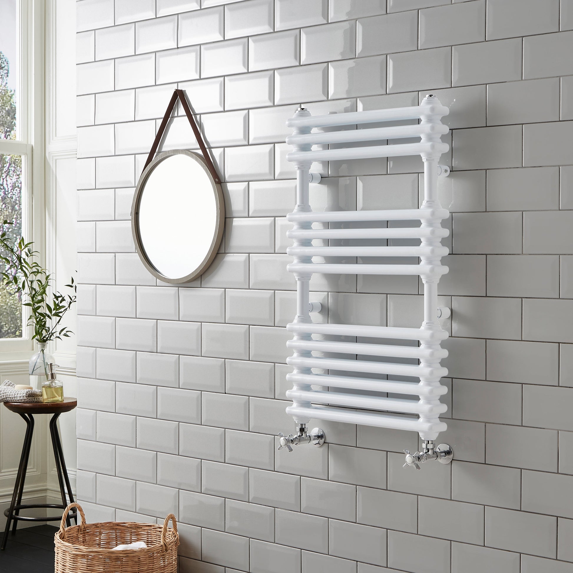 Kartell K-RAD Kolumn Towel Rail - 500 x 832mm - White Gloss - Straight Towel Rails - Kolumn - Bliss Bathroom Supplies -