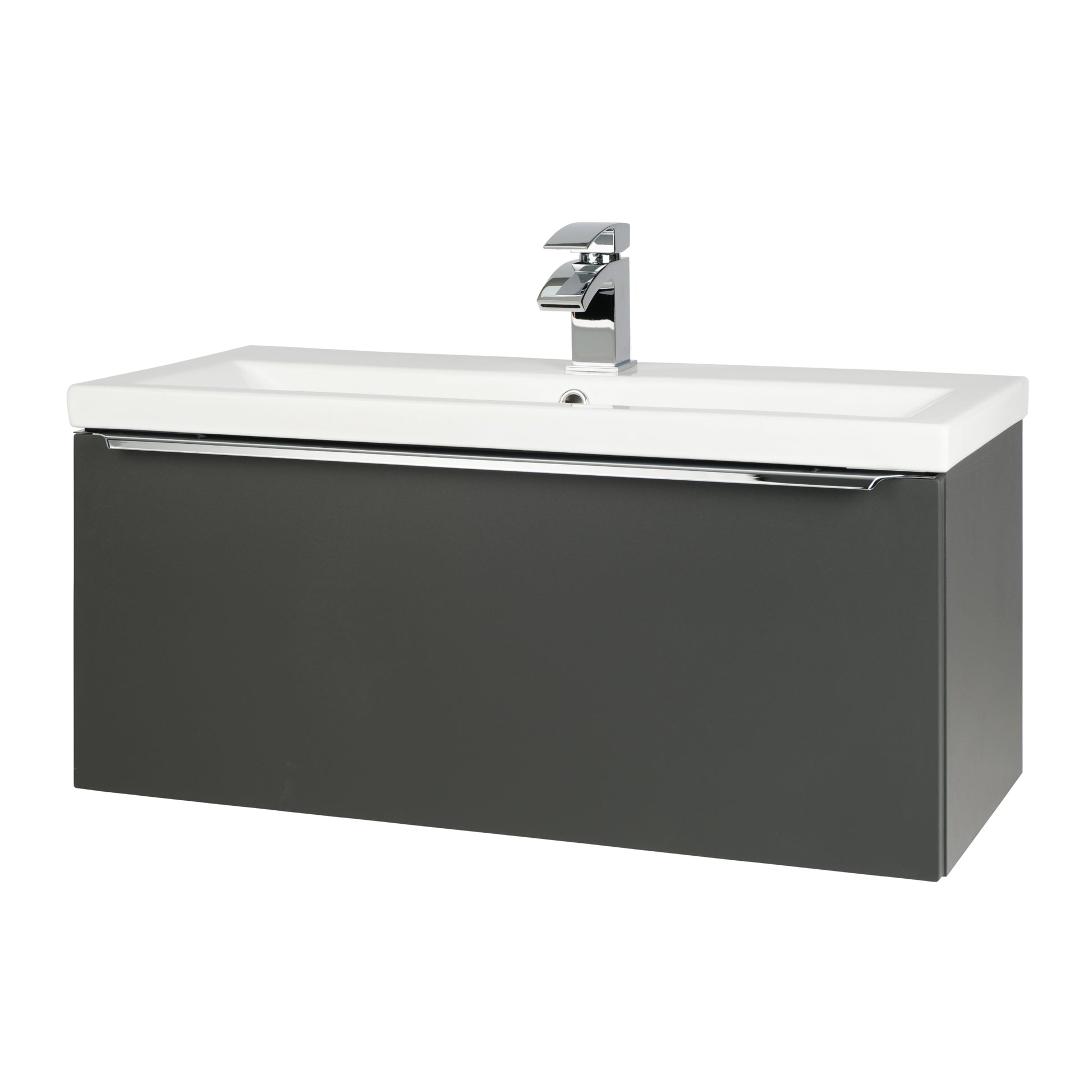 Kore Wall Mounted Drawer Unit & Ceramic Basin - Dark Grey / 800mm Width - Kore - Bliss Bathroom Supplies Ltd -