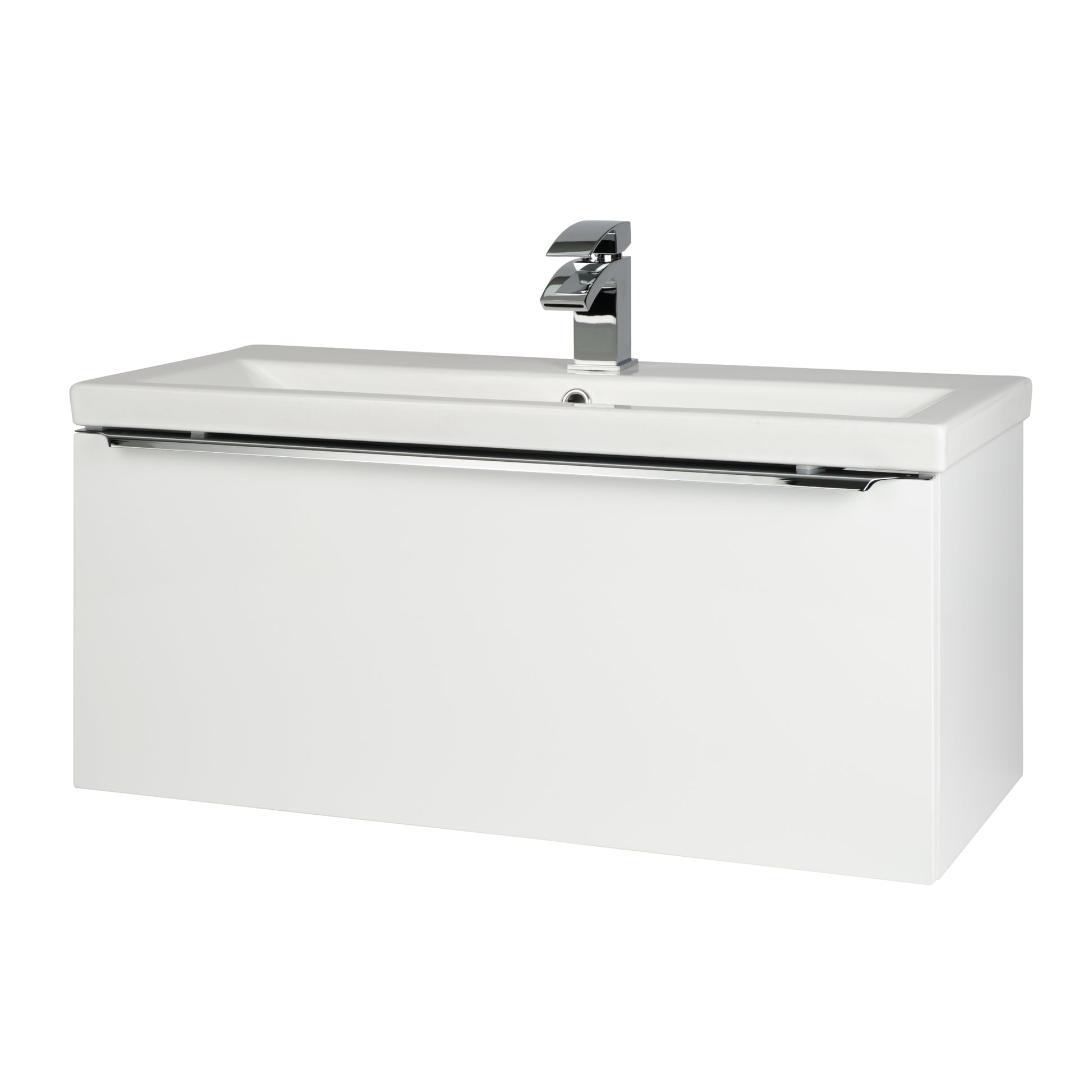 Kore Wall Mounted Drawer Unit & Ceramic Basin - White Gloss / 800mm Width - Kore - Bliss Bathroom Supplies Ltd -