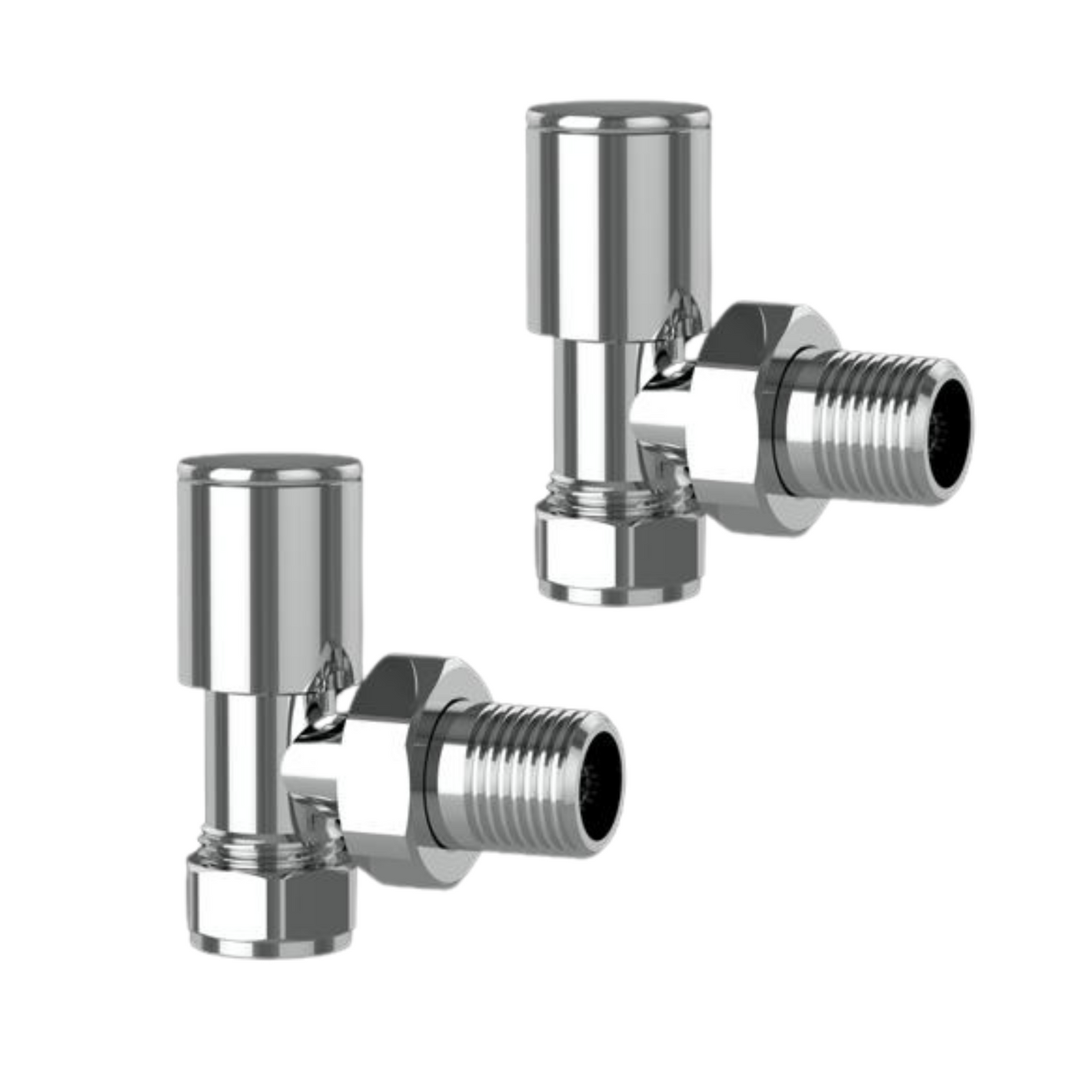 Plumb Bliss Modern Chrome Angled Radiator Valves (15mm x 1/2")