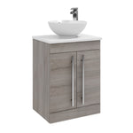 Kartell K-VIT Purity 2 Door Floor Standing Unit, Ceramic Worktop & Sit on Bowl - Silver Oak - Vanity Units - Purity - Bliss Bathroom Supplies -
