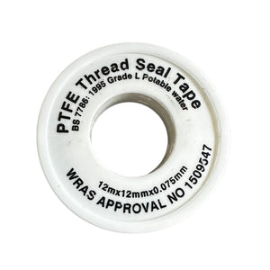 Plumb Bliss PTFE Thread Seal Tape - 12m Roll - WRAS Approved (12mm x 0.075mm)