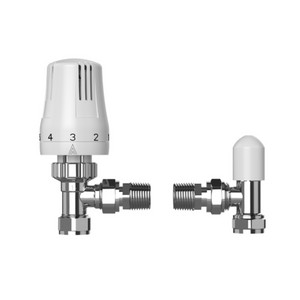 Plumb Bliss Thermostatic Angled TRV Valve (15mm x 1/2") with Lockshield