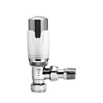 Kartell K-Therm Refined Thermostatic Valve - Angled / White and Chrome - Thermostatic Radiator Valves - K-Therm - Bliss Bathroom Supplies -