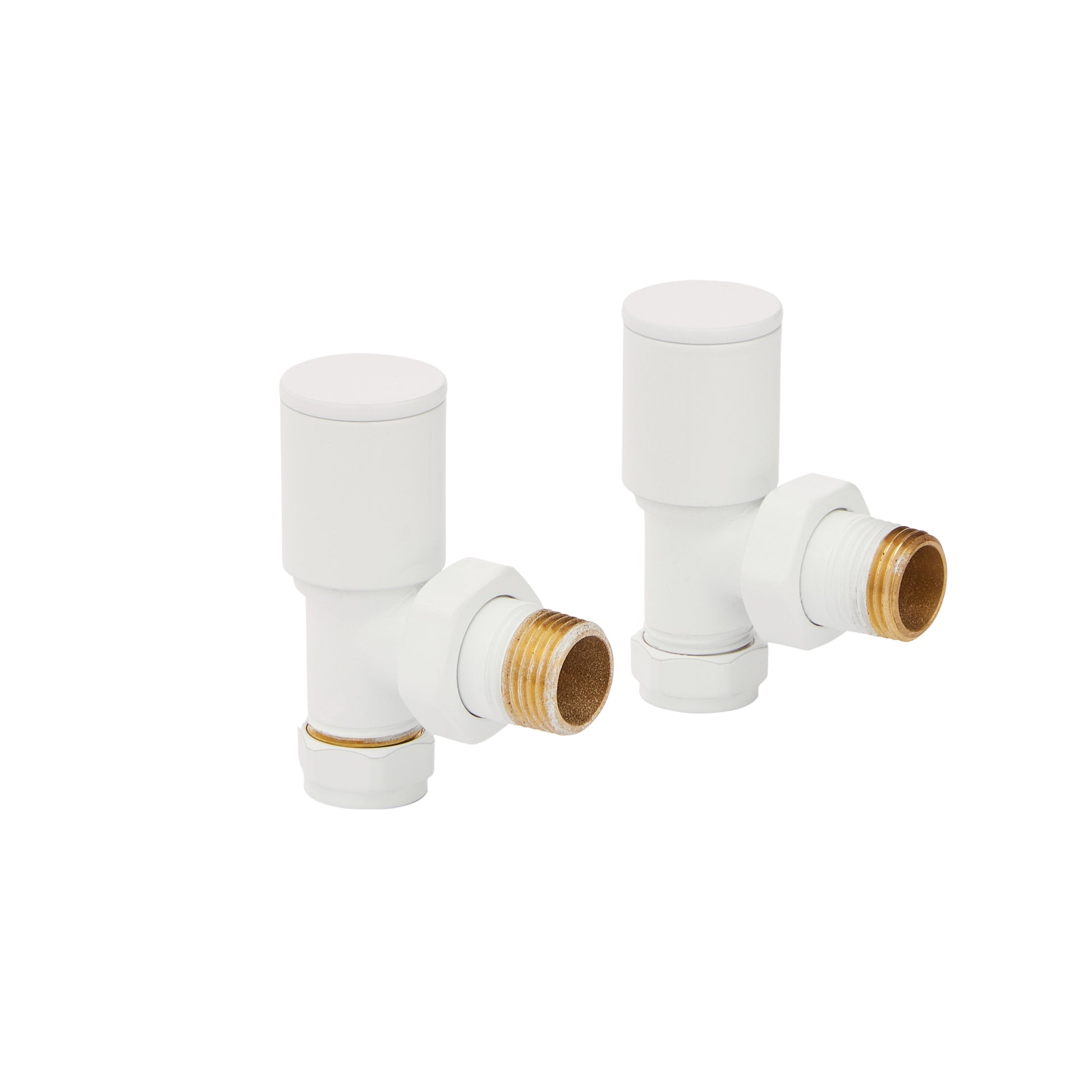 Kartell K-RAD Modern Valves (Pair) - Angled / White - Manual Radiator Valves - K-RAD - Bliss Bathroom Supplies -