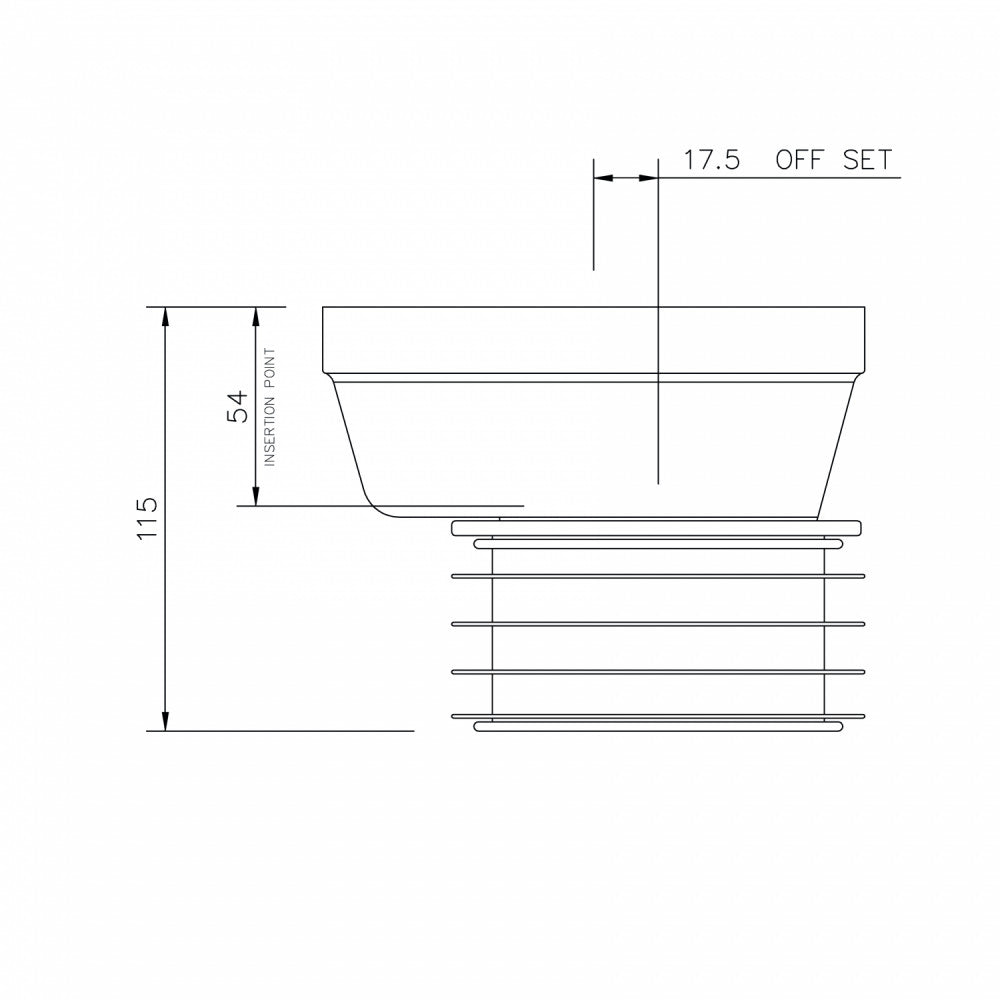 FloPlast Rigid 17.5mm Offset WC Connector - FloPlast - Bliss Bathroom Supplies Ltd -