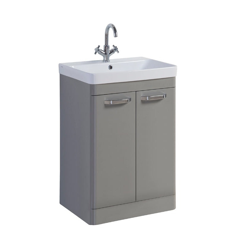 Kartell K-VIT Options Floor Standing 2 Door Unit & Ceramic Basin - Basalt Grey / 500mm Width - Vanity Units - Options - Bliss Bathroom Supplies -